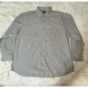 Akwa Men's long sleeve button-down casual gray shirt 2XL